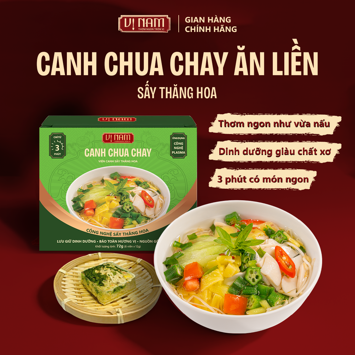Canh chua chay sấy thăng hoa ăn liền